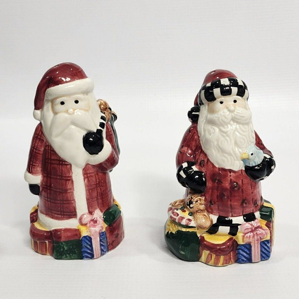 Debbie Mumm 4.75" Handpainted Sakura Magic of Santa‎ Salt & Pepper Shakers